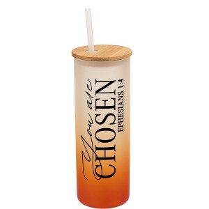 Elanze Designs You Are Chosen Vertical Walk in Faith Wrap-Around Design 25 Ounce Frosted Gradient Glass On-The-Go Coffee Travel Skinny Tumbler Mug - 1 of 1