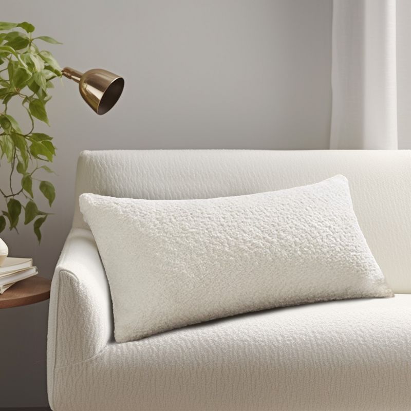 LIVN CO. Boucle White Oblong Decorative Pillow 12x24", 2 of 7