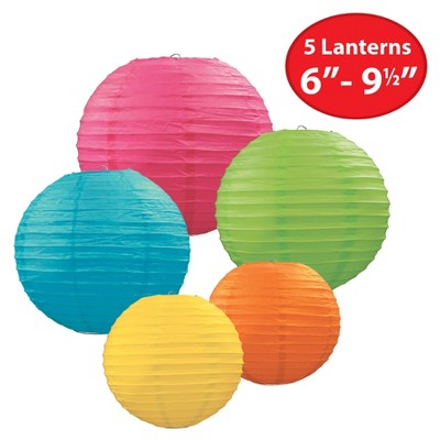 Vibrant Multicolor Paper Lantern Assortment, 5-Pack