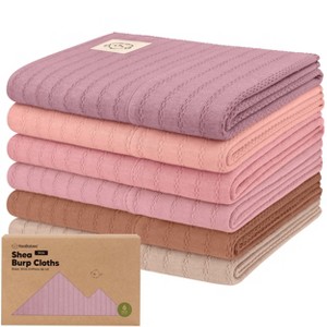 6pk Shea Baby Burp Cloths, Organic Cotton Burping Cloths for Babies, Boys, Girls, Soft & Absorbent Spit Up Rag - 1 of 4
