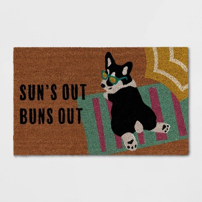 1'6"x2'6" Corgi Dog Doormat - Sun Squad™: Outdoor Welcome Mat, Multicolor, Coir, Medium Pile, Summer Design