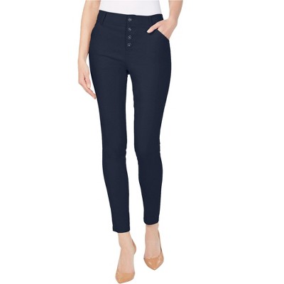 I.N.C International Concepts Womens Exposed-Button Casual Trouser Pants, Blue, 14