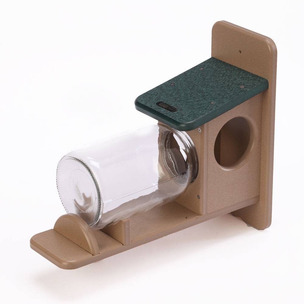 Birds Choice Jar Squirrel Feeder 12" Taupe: Weather & UV-Resistant, Post Mount, No Tools Assembly