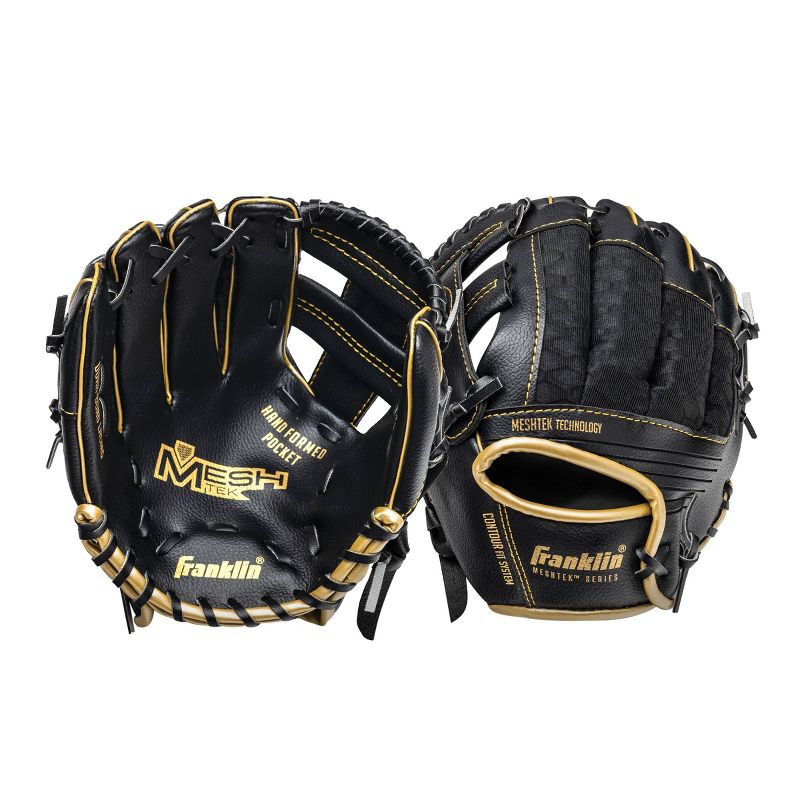 Franklin Sports 9.5&#34; Black/Gold Mesh Batting Glove With Ball - Left Hand Thrower, 2 of 4