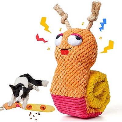 Dog Enrichment Toys - Dog Puzzles Squeaky Treat Dispensing Crinkle Plush Snuffle Toys - Treat Toy for Small Medium Large Breed Puppy, Snail