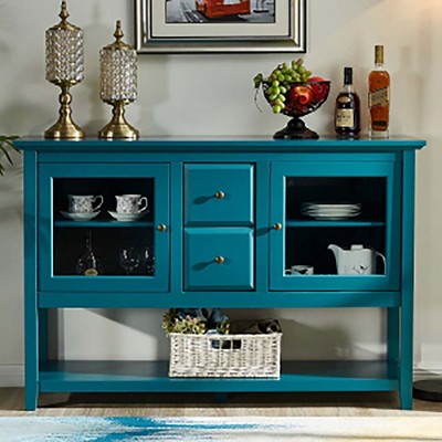 Sideboard Buffet Cabinet Console Table Sideboard Storage Cabinet 2 Glass Door With Adjustable Shelves For Living Room Dining Room Kitchen Hallway