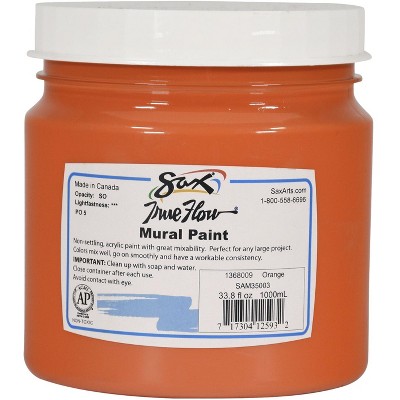 Sax True Flow Acrylic Mural Paint, 33.8 oz Plastic Container, Orange