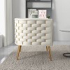 SEYNAR Mid-Century Modern Velvet Accent Chair, Gold Finish Barrel Chair for Living Room - 3 of 4