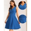 Allegra K Women's V-Neck Sleeveless Below Midi Belted Work A-Line Dress - 2 of 4