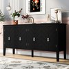 Timeless 4-Door Sideboard Cabinet with Geometric Line Design & Vintage Metal Handles, Ideal for Living Rooms, Foyers, and Study Areas - 2 of 4