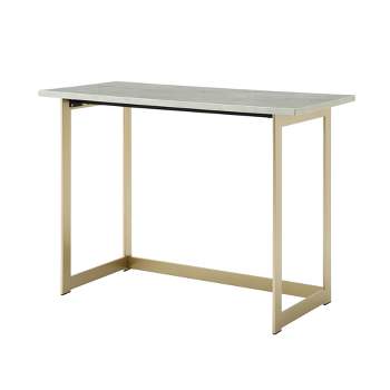 42" Contemporary Modern Faux Marble Writing Desk White Marble/Gold - Saracina Home