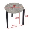 Round Coffee Table End Table Cocktail Table Sofa Table Side Table Accent Table Center Table with Imitation Marble Top, White/Black/Gray-ModernLuxe - 3 of 4