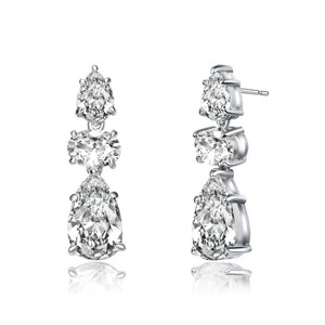 Guili Royal Sterling Silver White Gold Plated with Colored Pear & Oval Cubic Zirconia Drop Earrings for a Luxe, Beautiful, and Sophisticated Appeal - 1 of 3