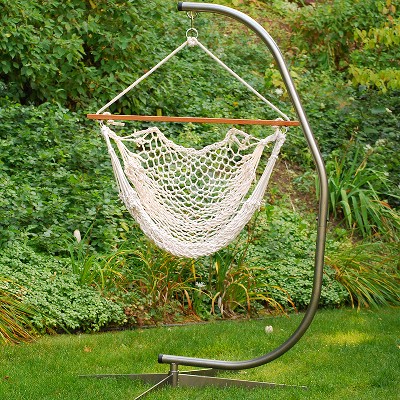 Northlight 36" x 44" Natural Macrame Rope Hanging Outdoor Patio Hammock Chair - White