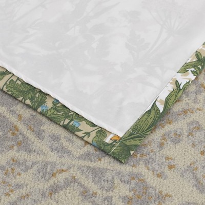 Taupe Floral Polyester Rod Pocket Light-Filtering Curtain Panels