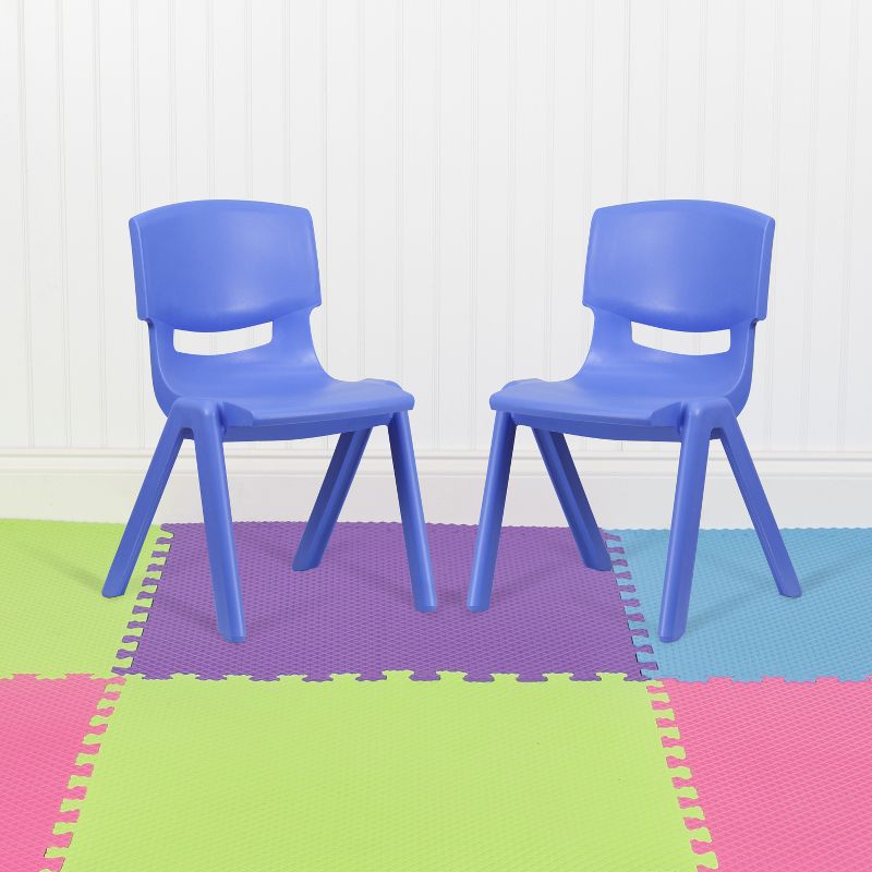 Flash Furniture 2 Pack Blue Plastic Stackable School Chair with 15.5" Seat Height, 2 of 11