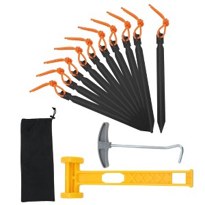 Unique Bargains Reusable 10xNails 1xBag 1xPlastic Hammer 1xNail Puller Tent Pegs 1 Set - 1 of 4