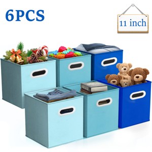 FONTOI 6pc Fabric Storage Cubes Organizer Heavy Duty Cube Storage Bin Clothes Storage Box Closet Baskets in Shelves Home, Multicolored, - 1 of 4