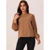 Seta T Women's Elegant Round Neck Chiffon Pleated Long Sleeve Flowy Dressy Business Tops - 3 of 4