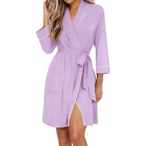 Ekouaer Women Robes Shawl Collar Bathrobe Short Robe Soft Knit ...