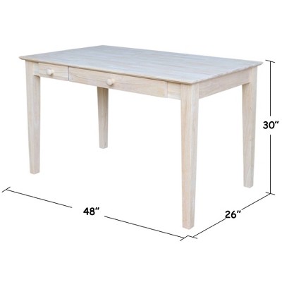 Natural Wood Rectangular Desk with Flip Down Drawer