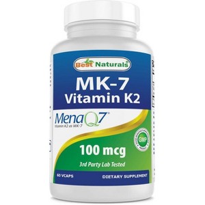 Best Naturals MK-7 Vitamin K2 100 mcg 60 Vegetarian Capsules - 1 of 4