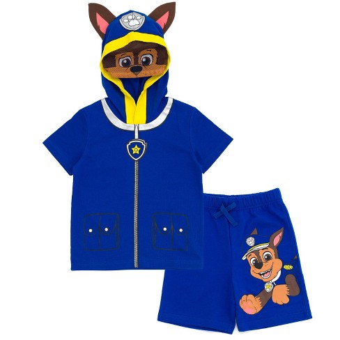 Paw Patrol Chase Toddler Boy Girl Cosplay T-Shirt and Bike Shorts French  Terry Outfit Set 2T