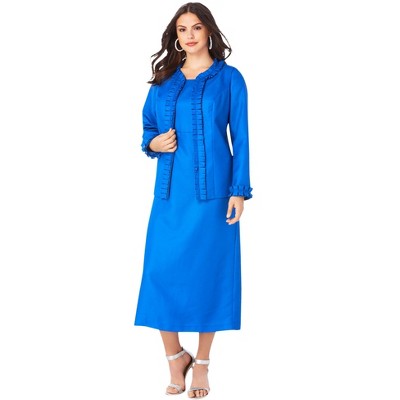 Roaman's Women's Plus Size Pleated Suit Jacket Dress