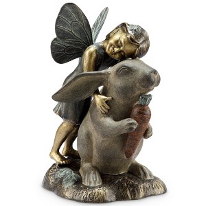 SPI Home Happiness Garden Sculpture with Fairy and Rabbit for Whimsical Outdoor Decor - 1 of 2