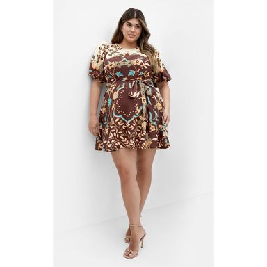 City Chic Women's Plus Size Dress-Forever Placement Linen