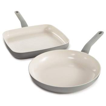 BergHOFF Balance 2Pc Non-stick Ceramic Specialty Cookware Set, Recycled Aluminum, CeraGreen, Moonmist