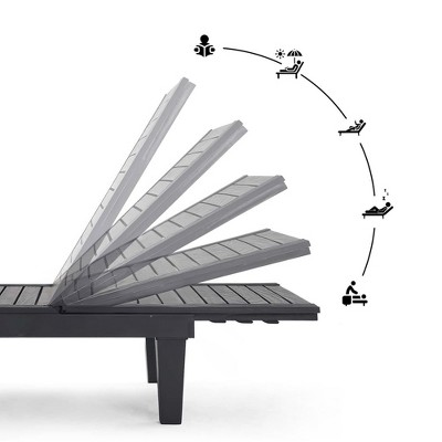 Black Adjustable Polypropylene Outdoor Chaise Lounge Set of 4