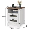 Homhougo End Table Farmhouse Side Table 24" Nightstand Industrial End Table with Charging Station 2 Drawers Bed Side Table Open Cubby, White - 2 of 4