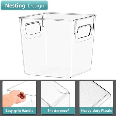 Sorbus 4 Pack Small Clear Plastic Storage Bins with Handle - Organization and Storage for Laundry Room, Closet, Under Sink, Bathroom and more