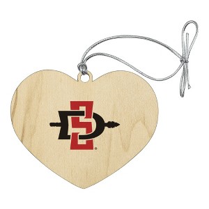 San Diego State University Primary Logo Heart Love Wood Christmas Tree Holiday Ornament - 1 of 3