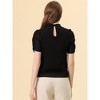 Allegra K Women's Elegant Swiss Dots Puff Short Sleeves Stand Collar Chiffon Blouse - 3 of 4