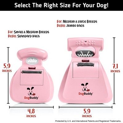 DogBuddy Medium Pink Portable Pooper Scooper with Leash Clip