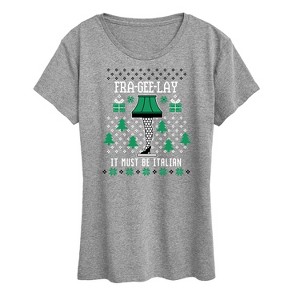 Women's - A Christmas Story - Frageelay Leg Lamp Ugly Sweater Short Sleeve Graphic T-Shirt - 1 of 4
