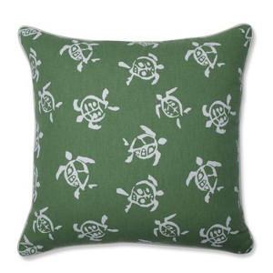 Sea Turtles Verte Square Throw Pillow - Pillow Perfect, Beige Green
