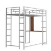 ALEXOUN Modern Heavy Metal Bunk Bed with 2 Ladders Metal Loft Bed with Desk for Bedroom, Dorm,Apartment Space-Saving,Silver - 4 of 4
