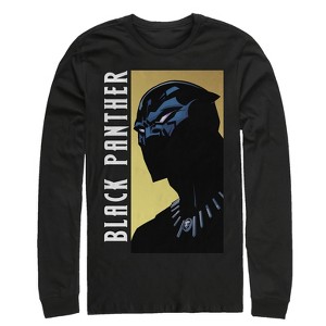 Men's Marvel Black Panther Fierce Expression Long Sleeve Shirt - 1 of 3