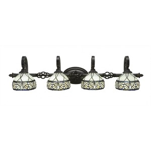 Toltec Lighting Elegante 4 - Light Vanity in  Dark Granite with 7" Royal Merlot Art Glass Shade - 1 of 1