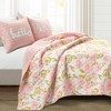 4pc Twin Kids' XL Watercolor Rose Paris Glitter Reversible Quilt Set Blush/Yellow - Lush Décor: Kids Bedding, Paris Room Decor - 2 of 4