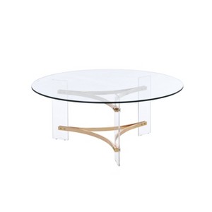 41" Sosi Coffee Table Gold Finish - Acme Furniture: Chic Acrylic Base, Clear Glass Top, No Assembly Required - 1 of 4