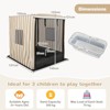 Costway Kids Wooden Sandbox with Canopy Mesh Door Windows Bench Seats Foldable Storage Box - 3 of 4
