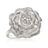 Ross-Simons Sterling Silver Rose Ring With Diamond Accents - 4 of 4