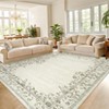 2 x 6 ft Polyester  Imitation Blue Rectangular Hallway Bathroom Entryway Kitchen Office Foldable Flower Printed Modern Washable Area Rug - 2 of 4