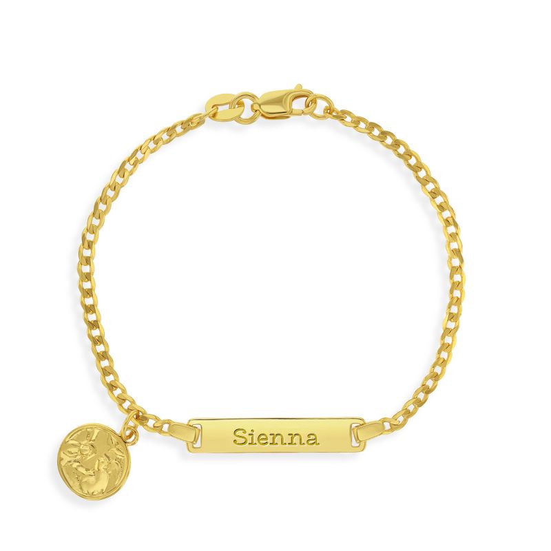 Baby Girls' Guardian Angel Tag ID Bracelet Sterling Silver Gold Plated - In Season Jewelry, 1 of 5
