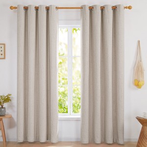 Deconovo 2 Panels Polyester Linen Curtains with 8 Grommets, No Tie, Textured Drapes Linen 52W x 84L - 1 of 4