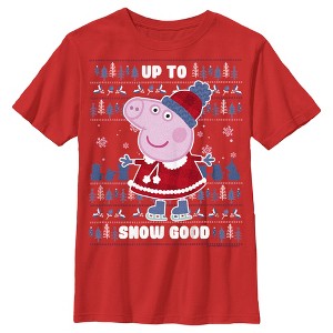 Boy's Peppa Pig Christmas Up to Snow Good T-Shirt - 1 of 4